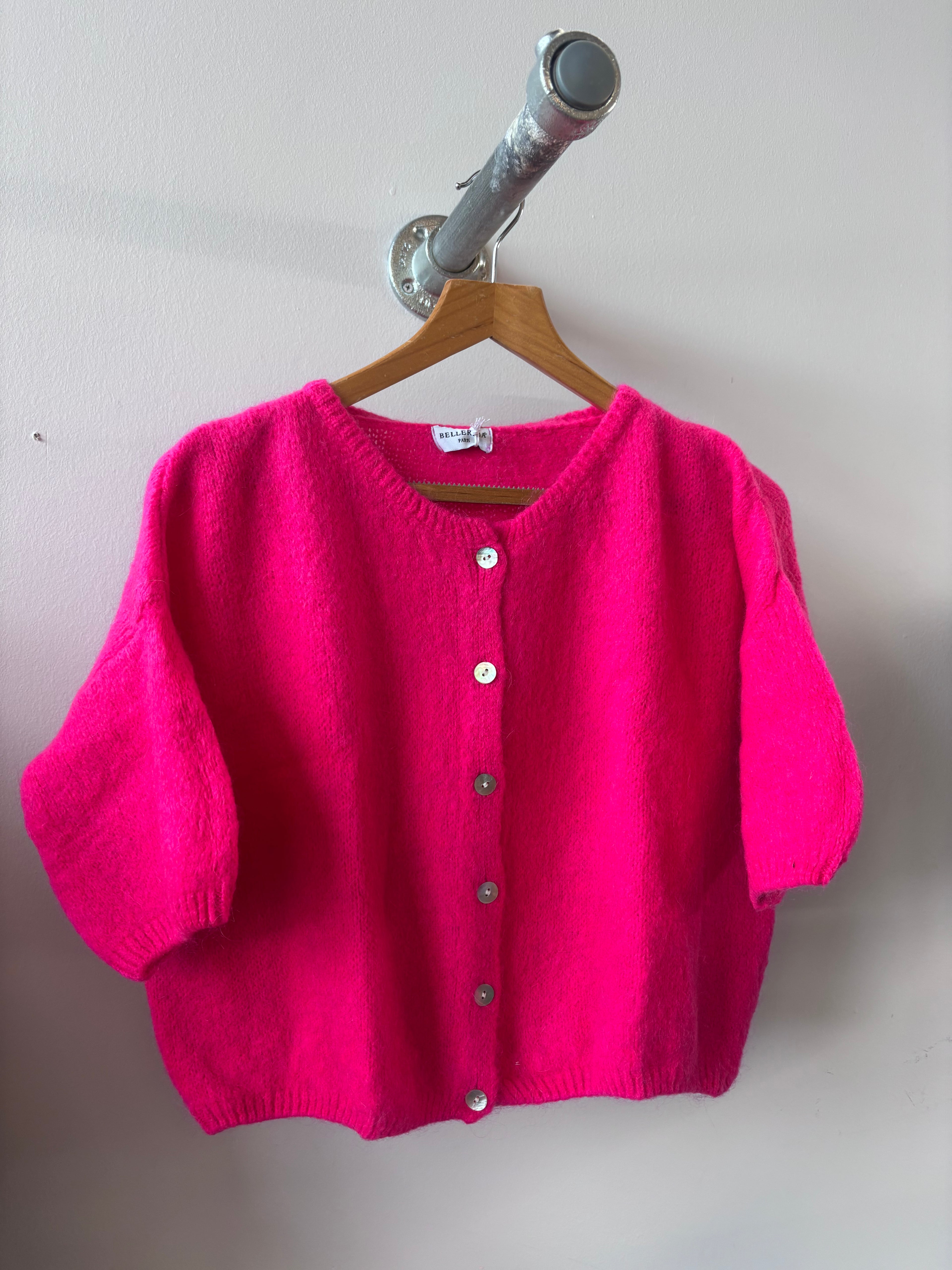 Tilly Mohair Cardigan in Hot Pink  (ONE SIZE)
