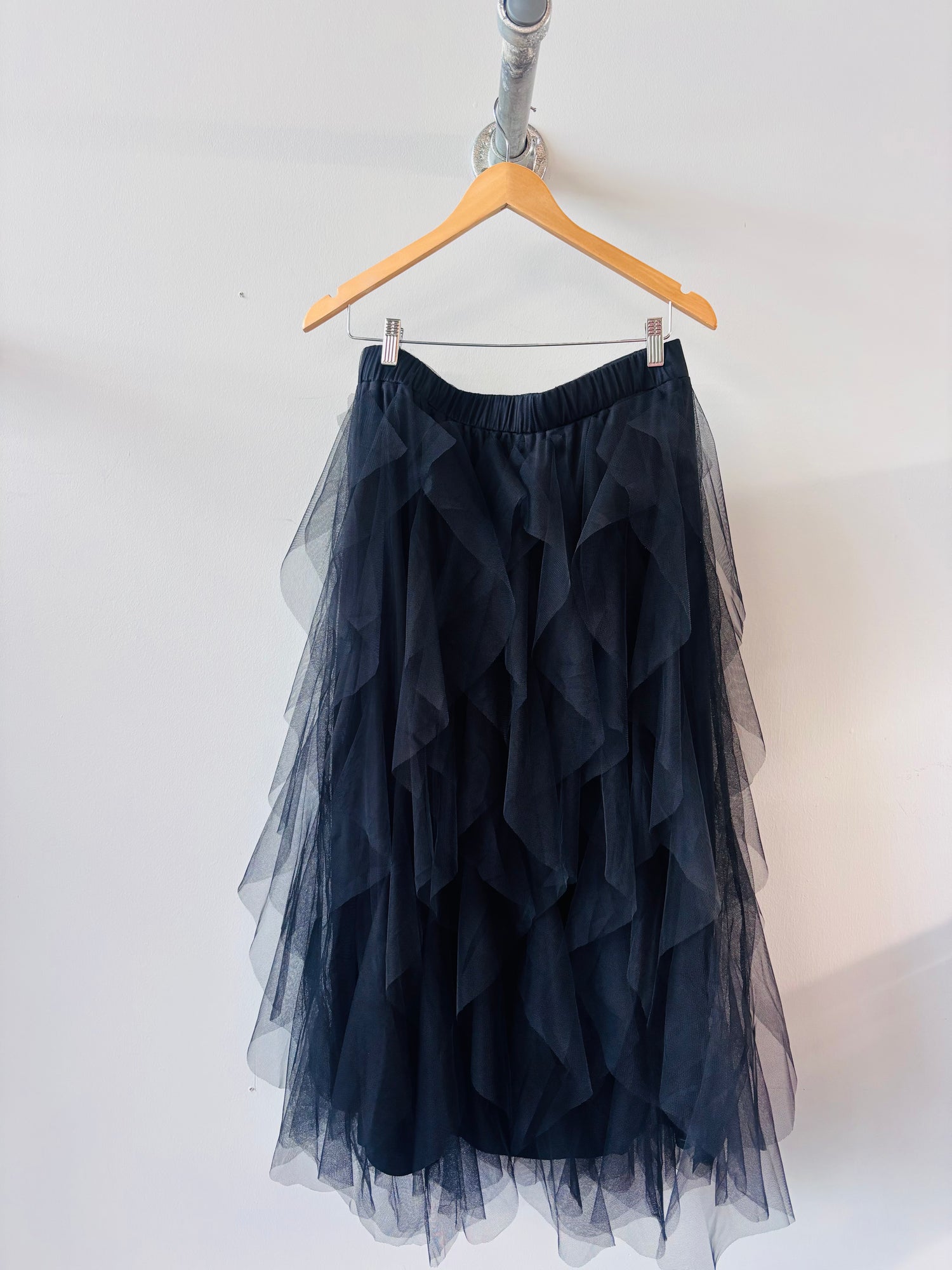 Maxi Tulle Skirt- Black, Layered Frills