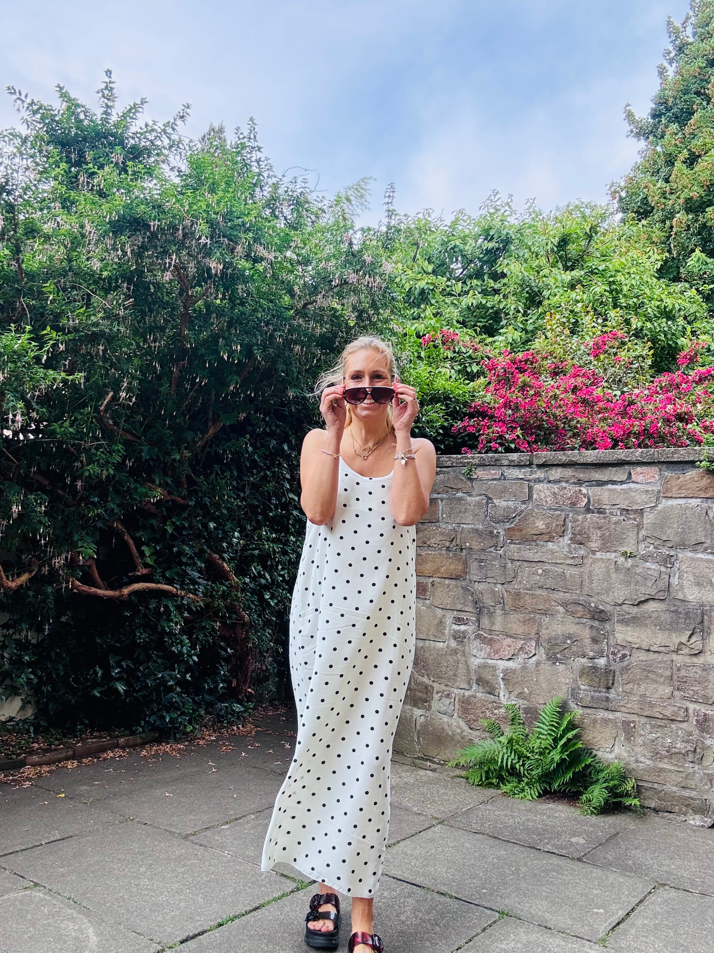 Spotty White sun dress (one size)