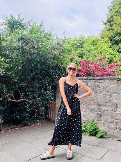 Spotty black sun dress (one size)