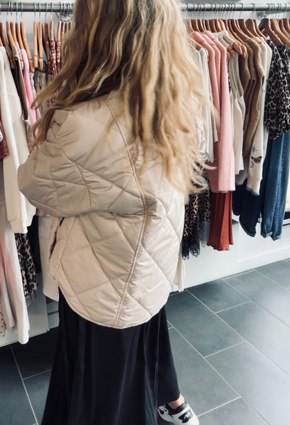 Quilted Cream Jacket with Leopard lining
