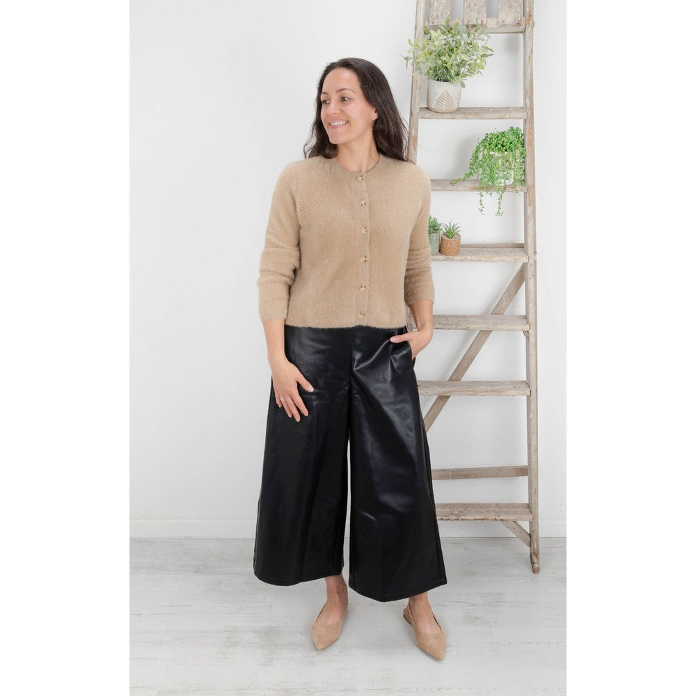 Darcy Faux Leather Wide Leg Trouser in Black