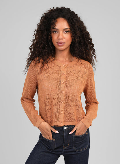 ANGE NANITA Cardigan in Toffee