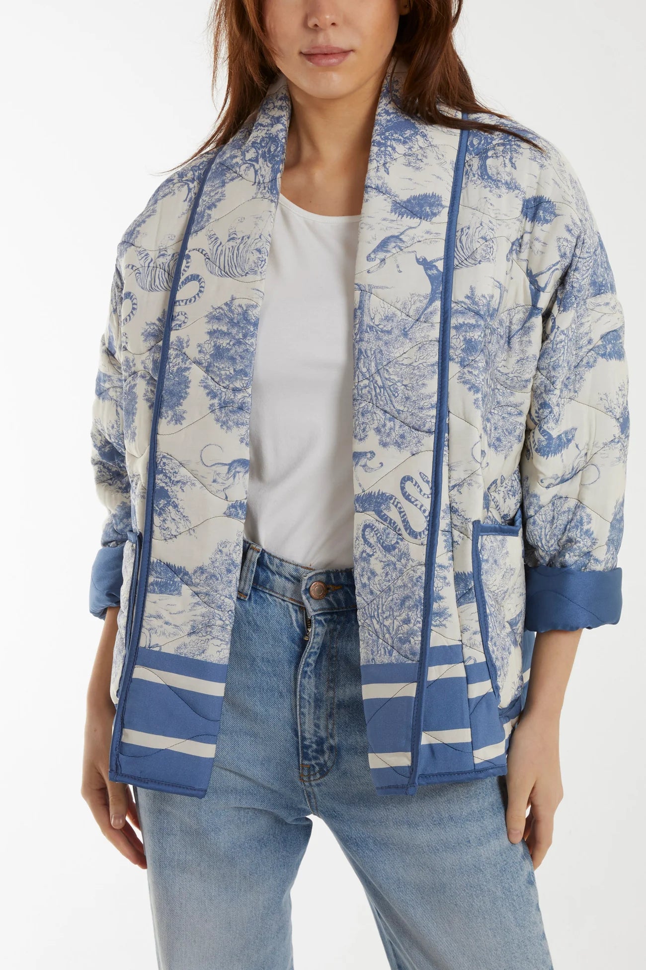 Tuile Du Jouy Quilted Jacket in Blue