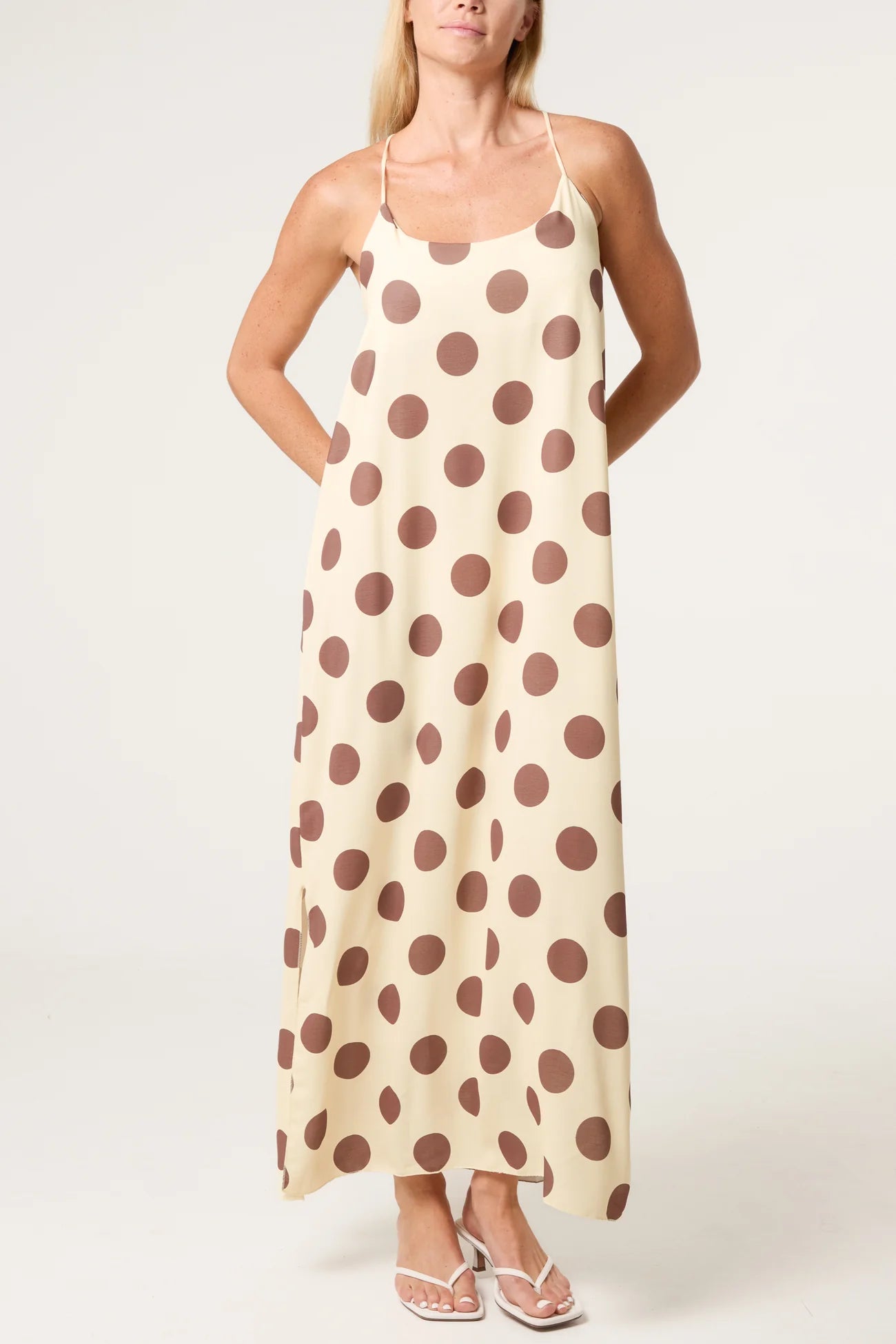 Lemon Polka Dot Strappy Dress Sale