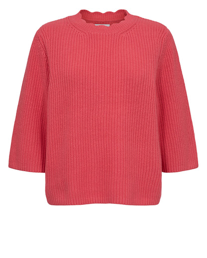 Numph Numarley Cotton Short Sleeve Knit in Geranium