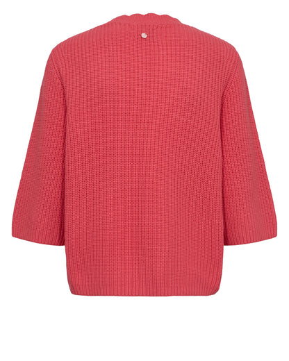 Numph Numarley Cotton Short Sleeve Knit in Geranium