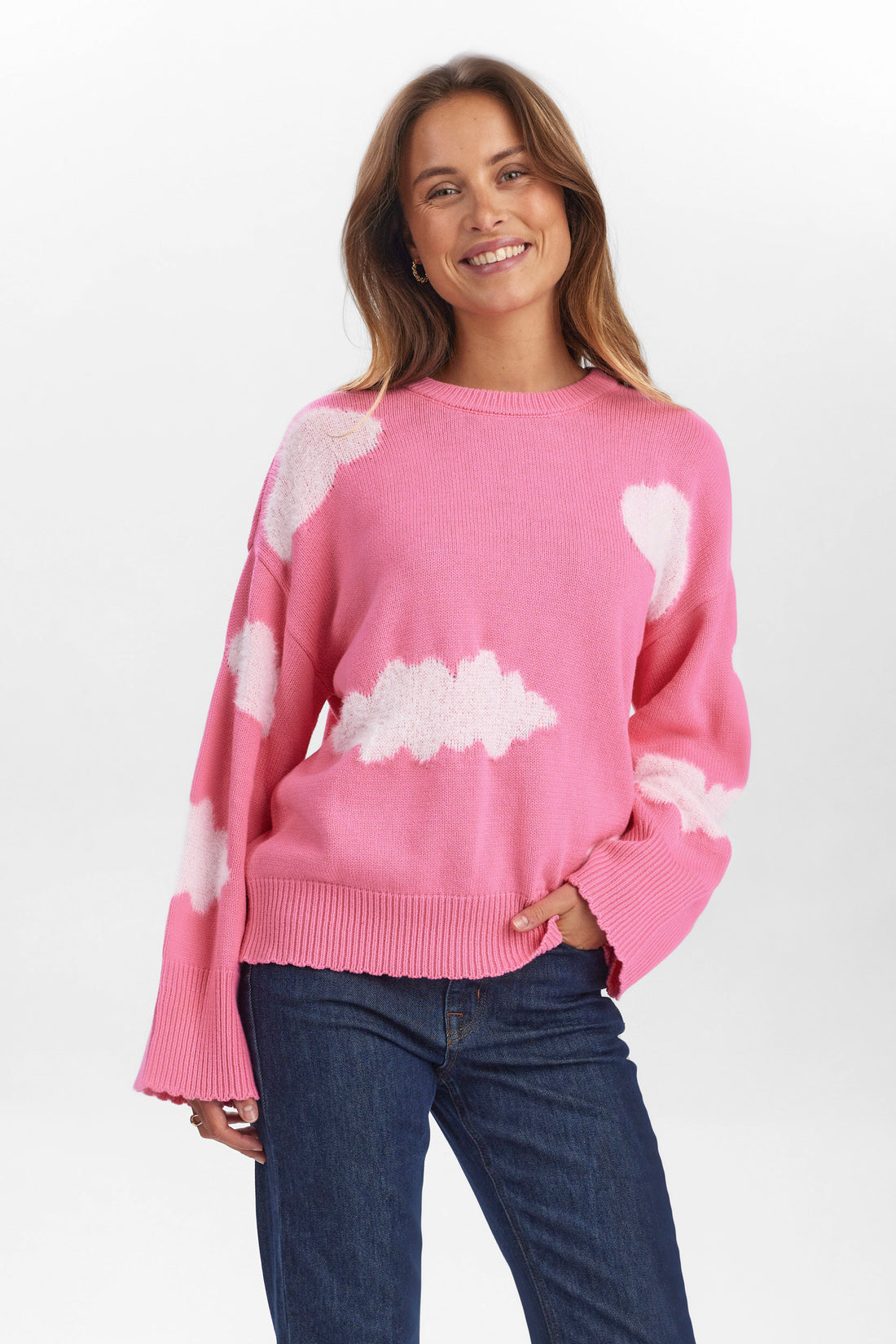 Numph Nuheavenly Cloud Knit in Pink Carnation