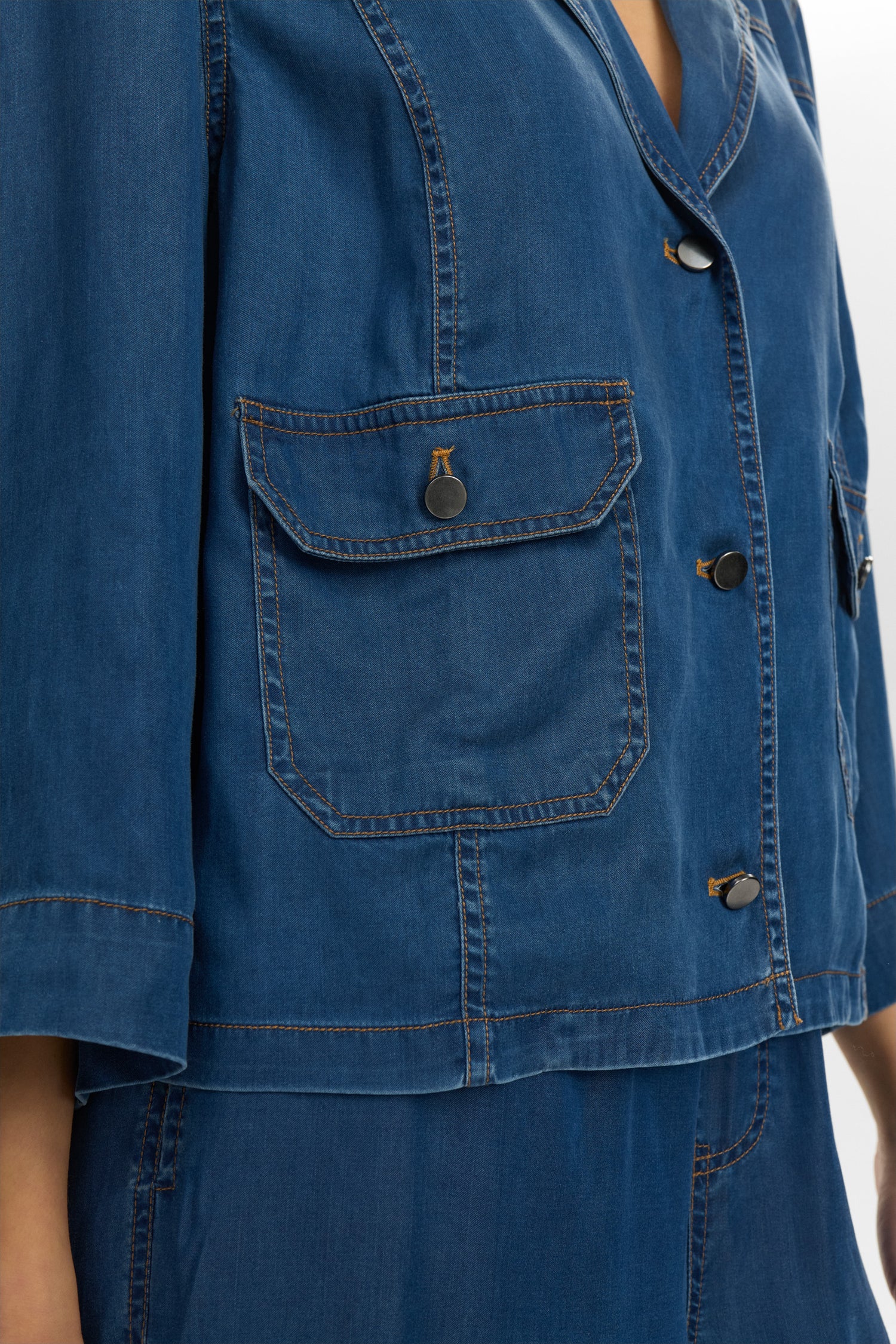Numph Numiami Denim Shirt Jacket in Medium Blue