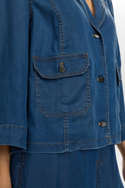 Numph Numiami Denim Shirt Jacket in Medium Blue