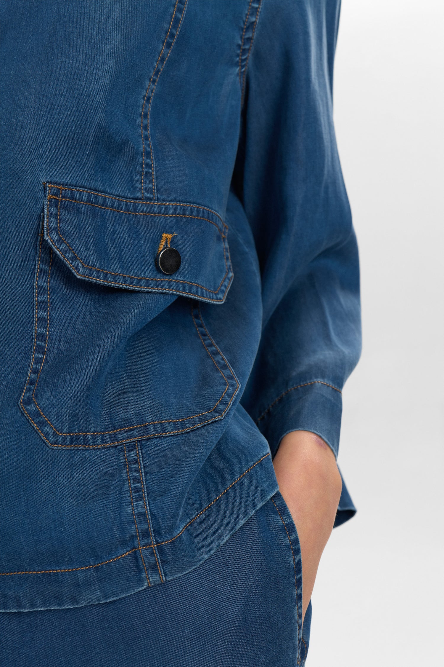 Numph Numiami Denim Shirt Jacket in Medium Blue