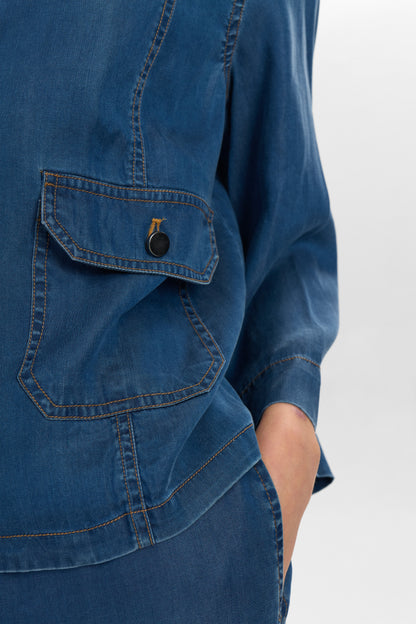 Numph Numiami Denim Shirt Jacket in Medium Blue