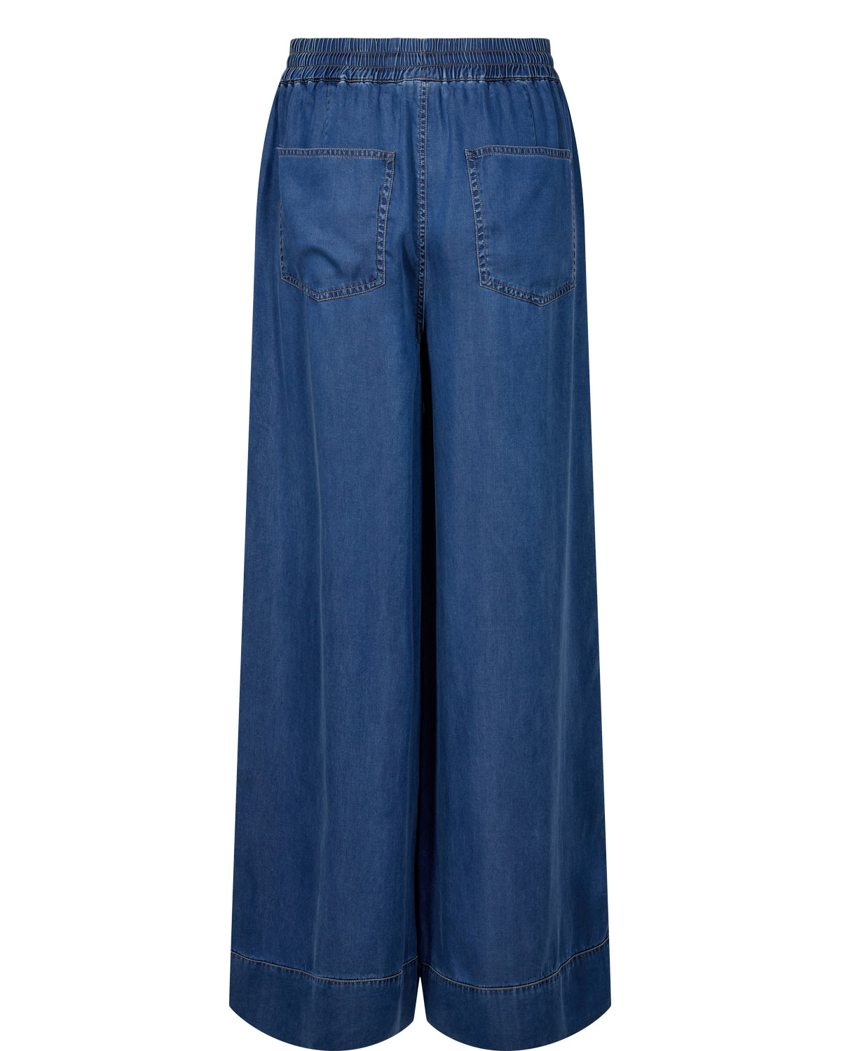 Numph Numiami Denim Wide Leg Trouser in Medium Blue