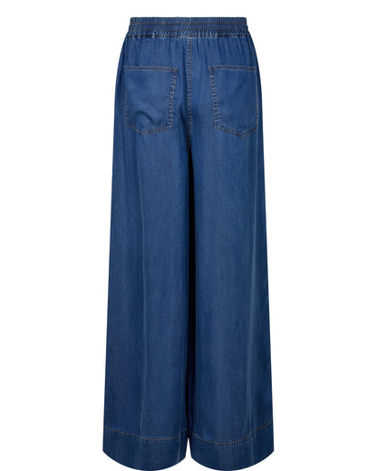Numph Numiami Denim Wide Leg Trouser in Medium Blue