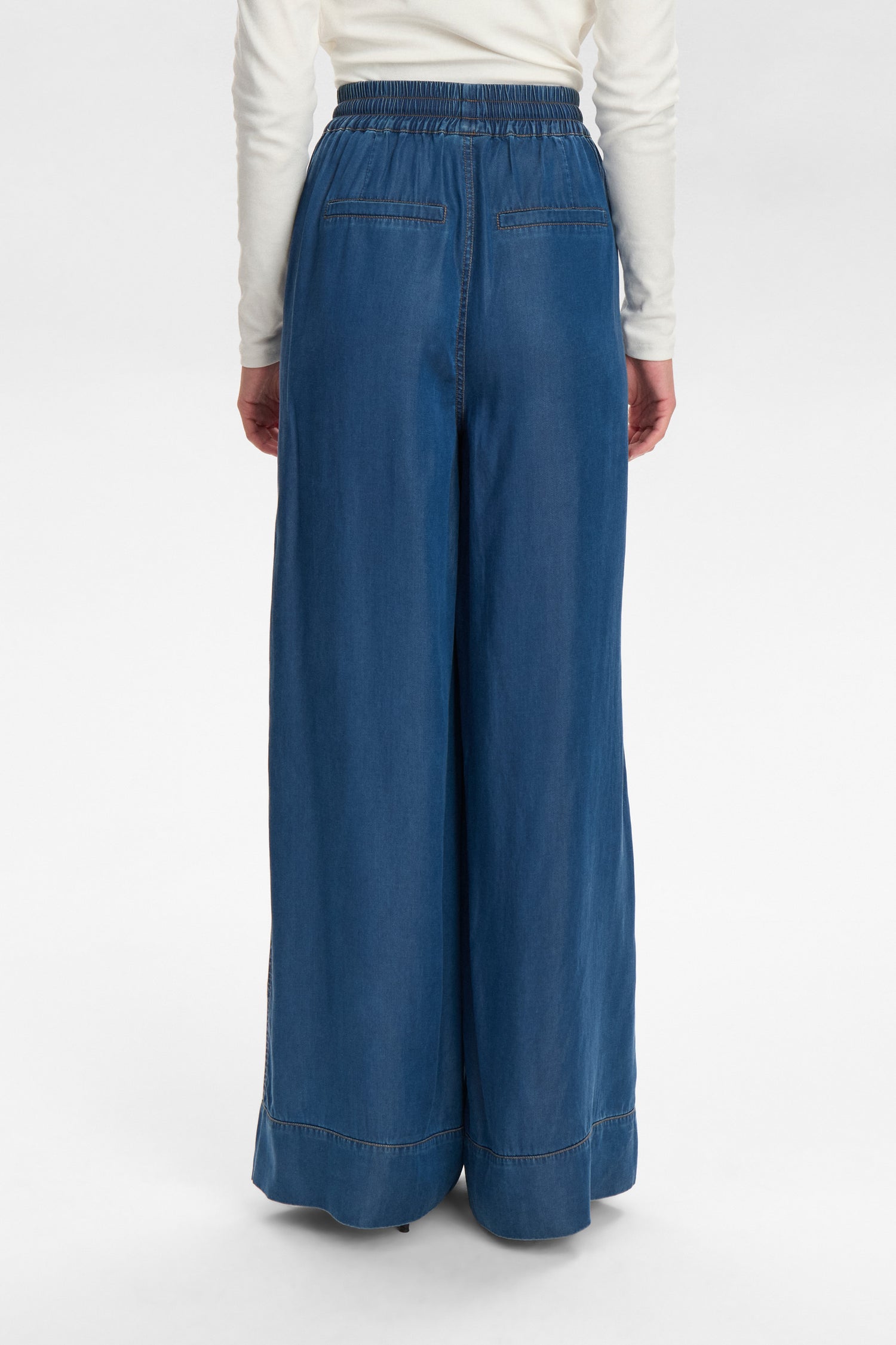 Numph Numiami Denim Wide Leg Trouser in Medium Blue