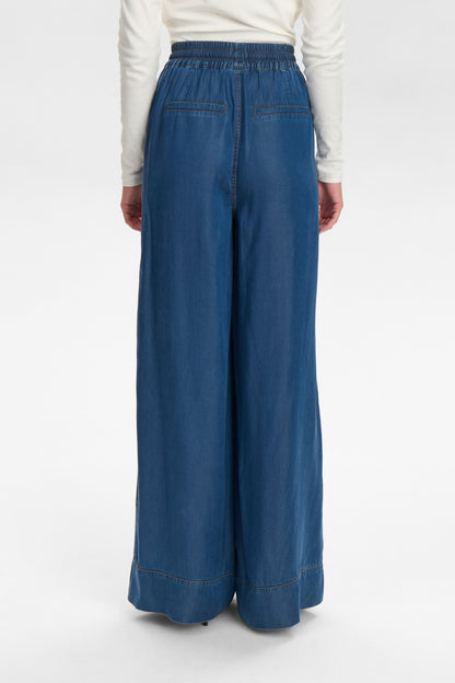 Numph Numiami Denim Wide Leg Trouser in Medium Blue