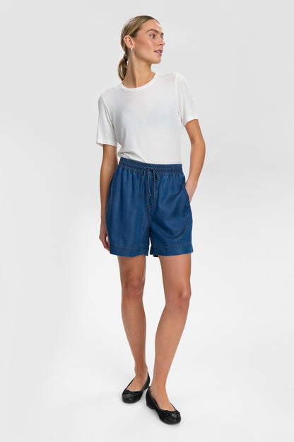 Numph Numiami Denim Shorts in Medium Blue
