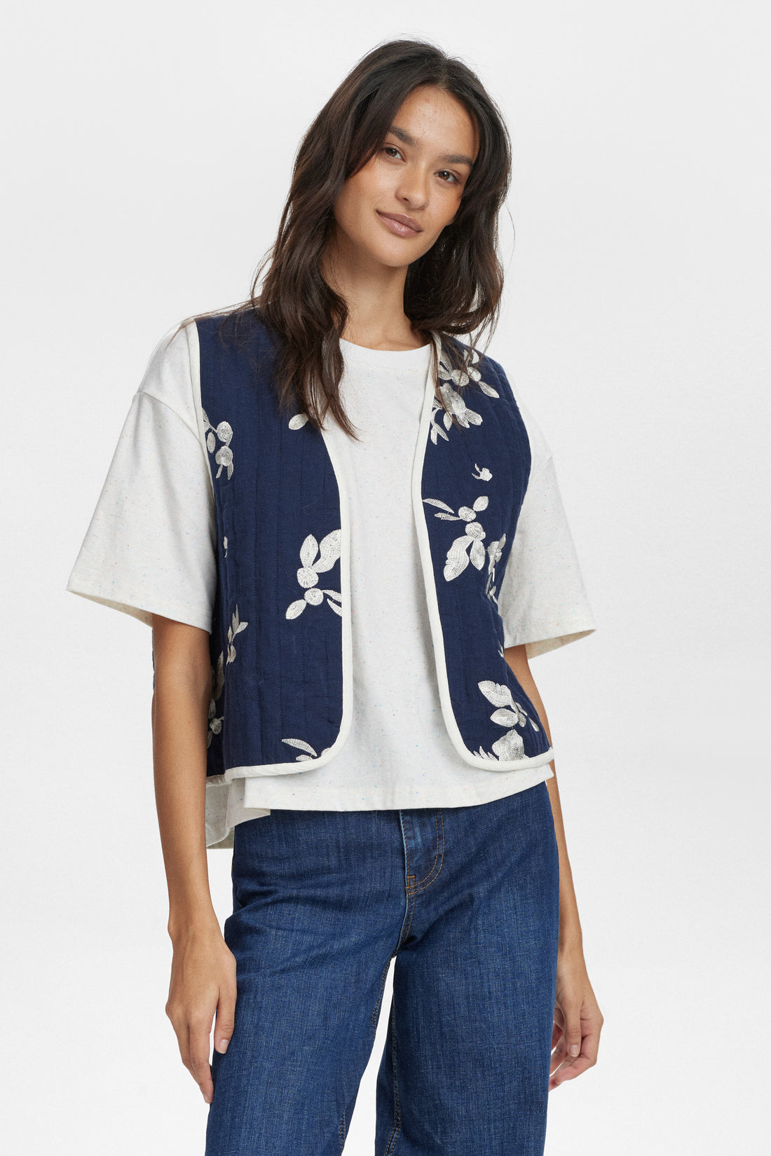 Numph Nustellas Quilted Gilet Vest in Sapphire