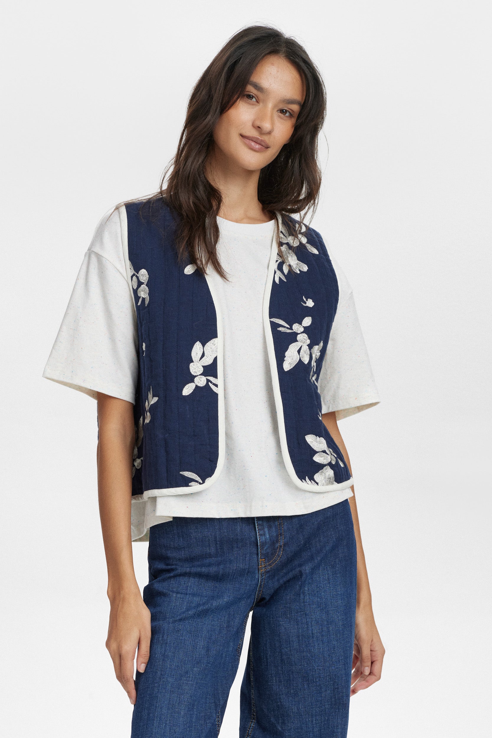 Numph Nustellas Quilted Gilet Vest in Sapphire