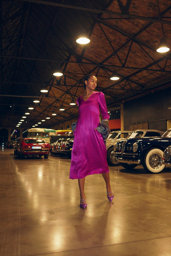 Numph Nuyasmin Long Sleeved Dress in Wild Aster Fuchsia
