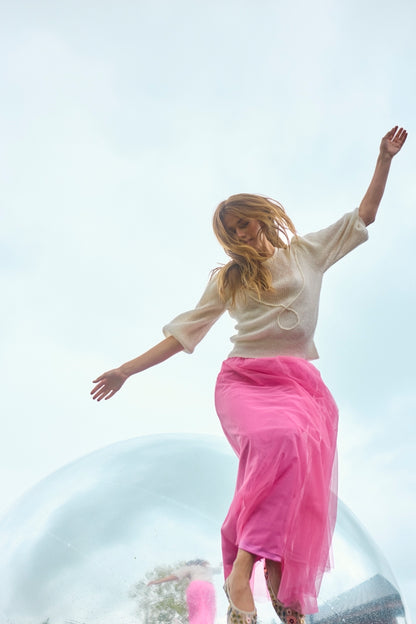 Nümph Nuea Tulle Maxi Skirt in Pink Carnation