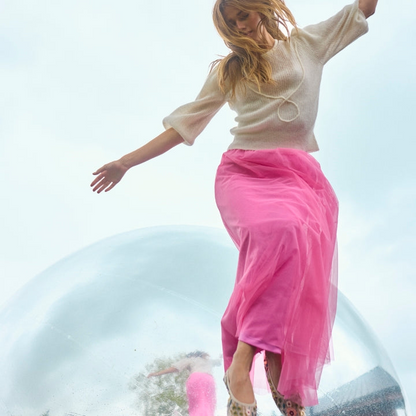 Nümph Nuea Tulle Maxi Skirt in Pink Carnation