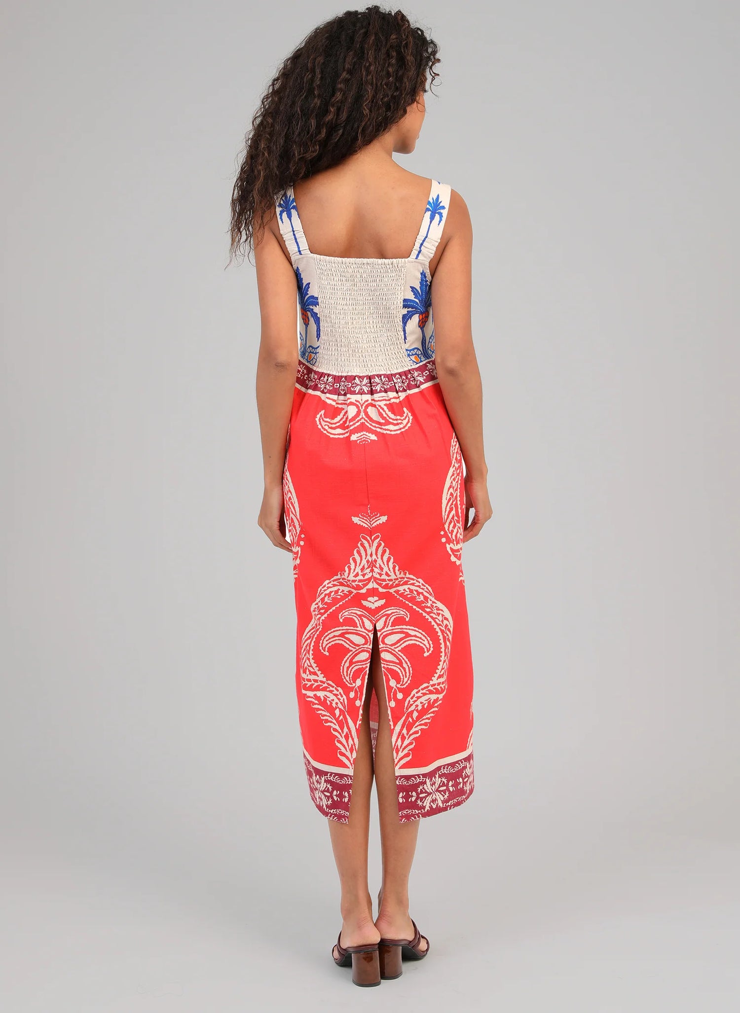 ANGE OLENIE Tivoli Red Midi Dress