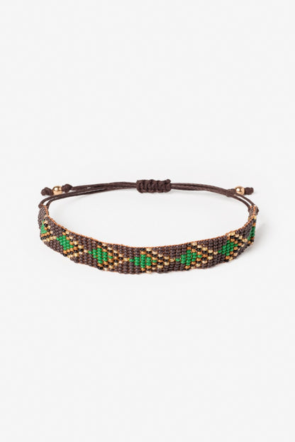 Nekane Milay Beaded Bracelet in Green and Chocolate