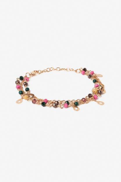 Nekane Arenis Charm Bracelet in Burgundy with Pink