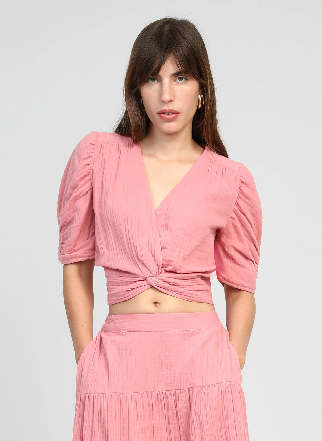 Ange SADOUMA Pink Wrap-Around Top