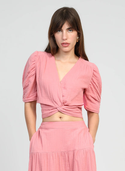 Ange SADOUMA Pink Wrap-Around Top