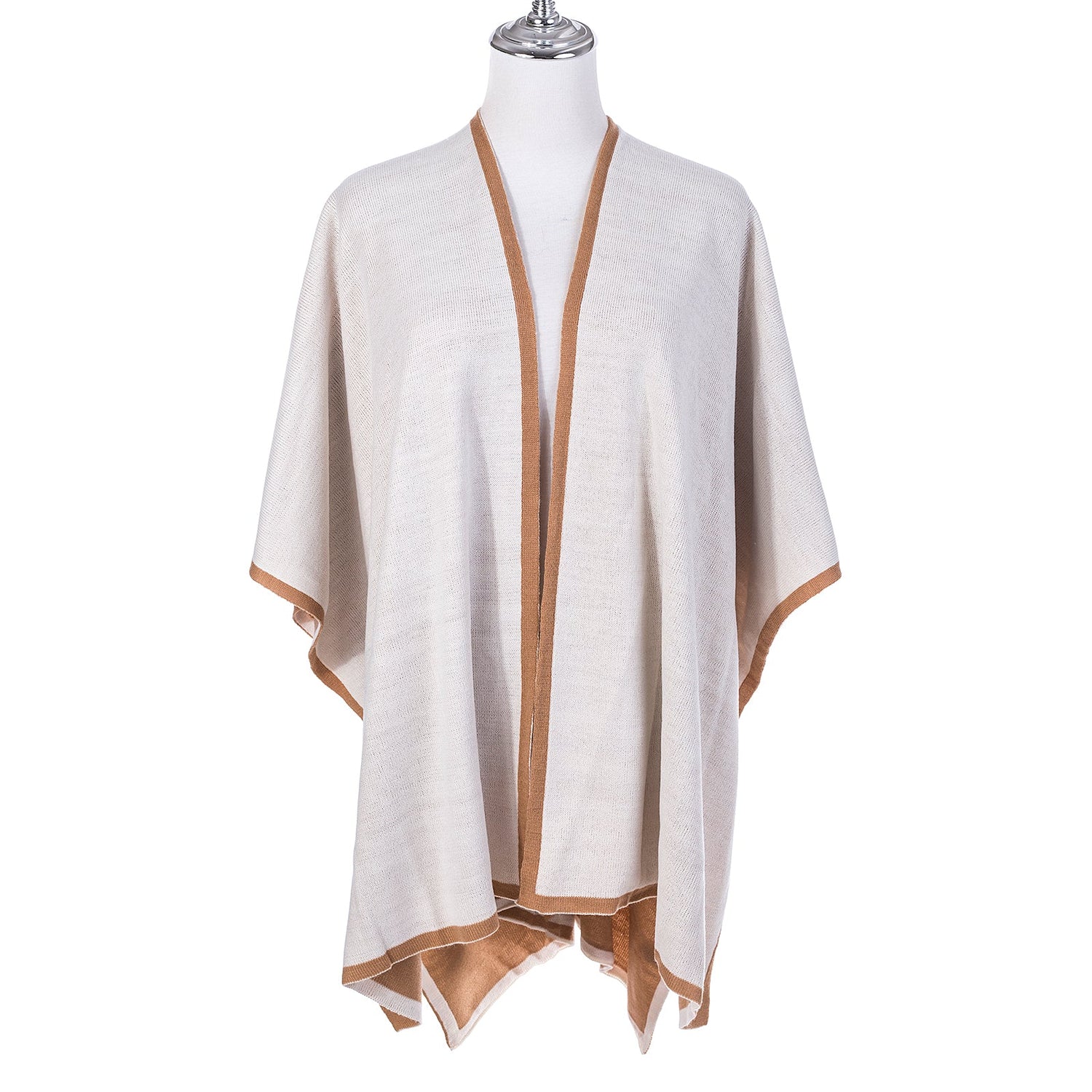 Milan Reversible Poncho Wrap in Cappuccino &amp; Stone
