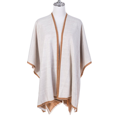 Milan Reversible Poncho Wrap in Cappuccino &amp; Stone