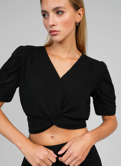 Ange SADOUMA Black Wrap-Around Top