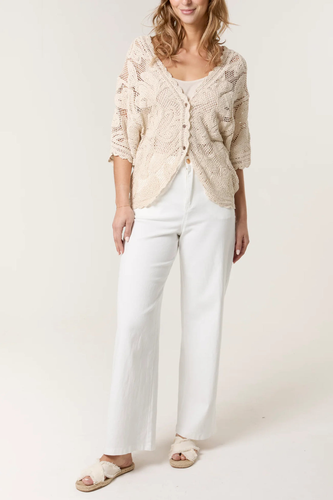 Crochet Leaf Batwing Cardigan one size