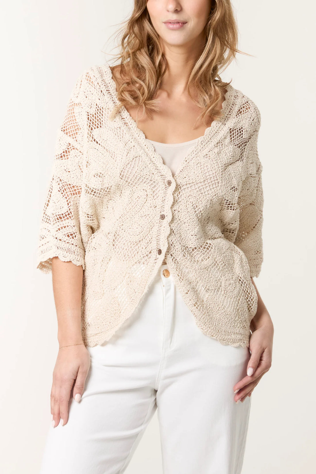 Crochet Leaf Batwing Cardigan one size
