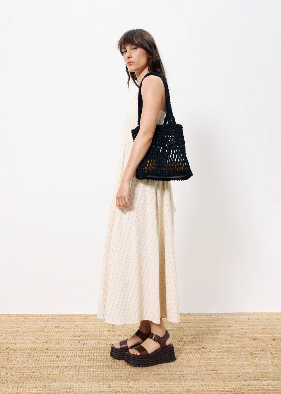 Frnch Casey Dress in Creme Stripe
