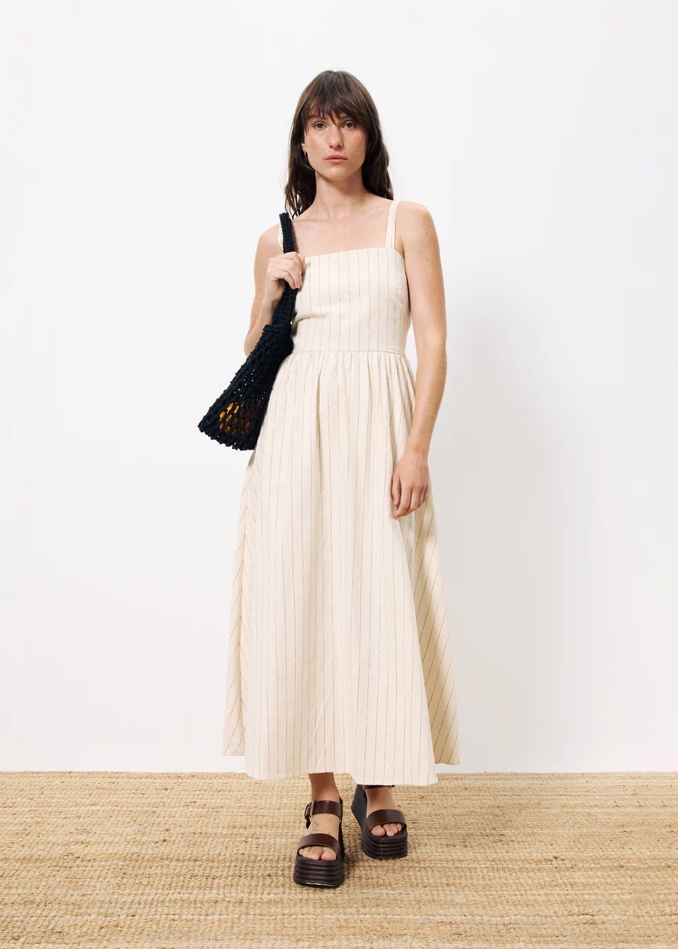 Frnch Casey Dress in Creme Stripe