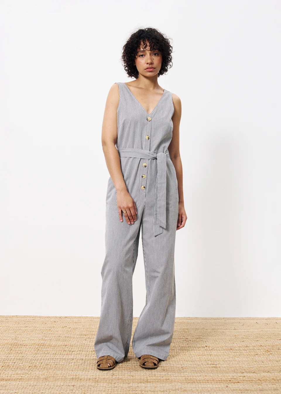 Frnch Maddie Jumpsuit in Creme Stripe