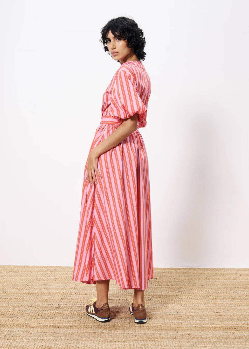 Frnch Edmonise Striped Dress in Rose Pink