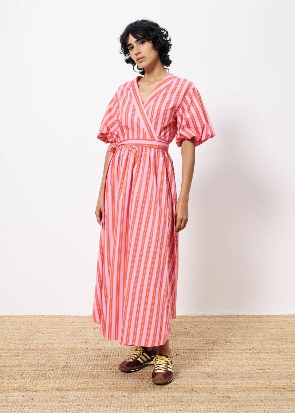 Frnch Edmonise Striped Dress in Rose Pink