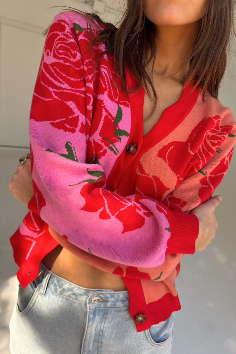 NFD Rosa Cardigan in Rose &amp; Red