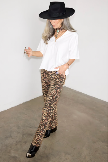 NFD Lucia Leopard Print Scallop Detail Jeans