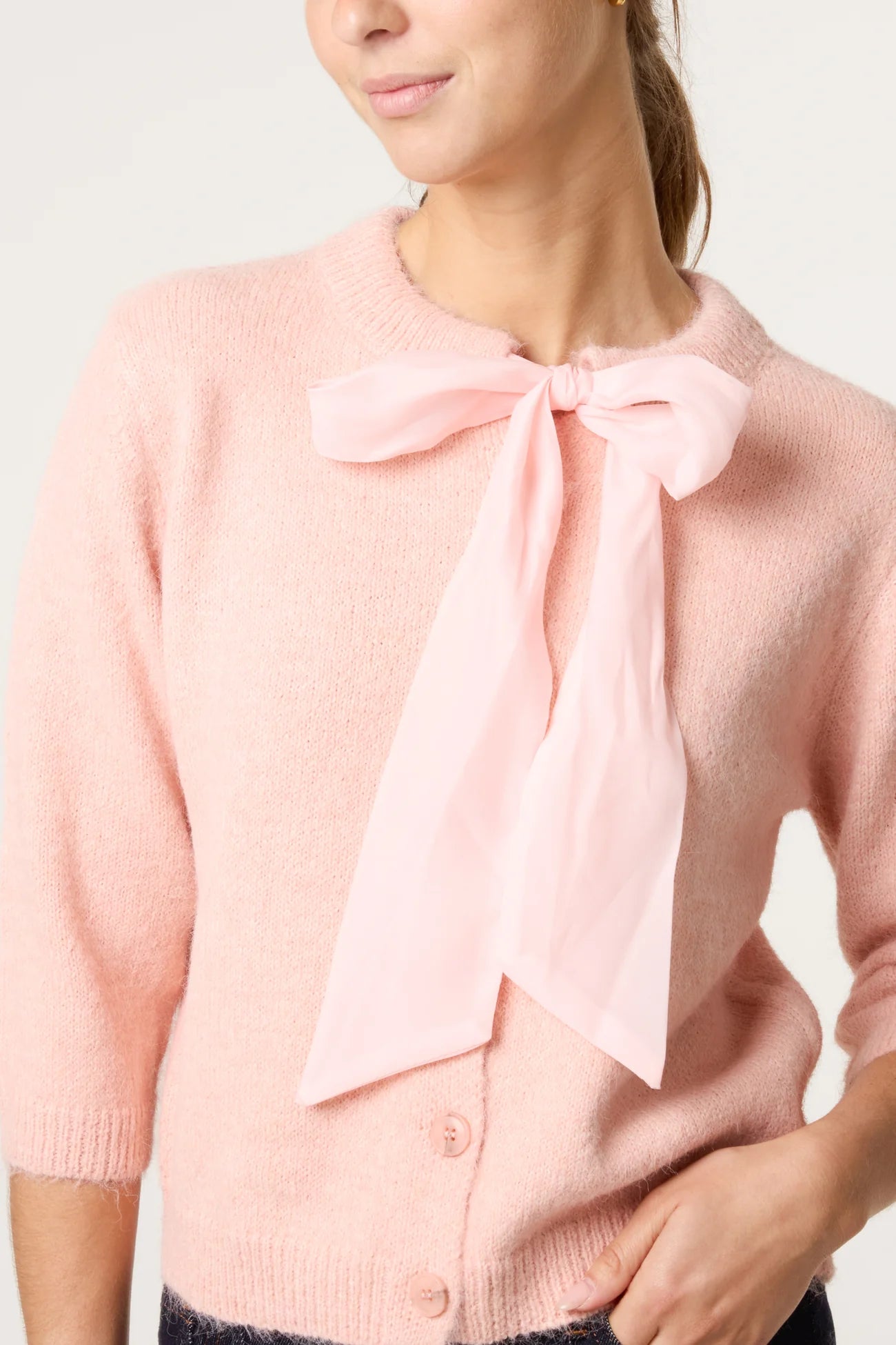 Bow Front Knit Cardigan