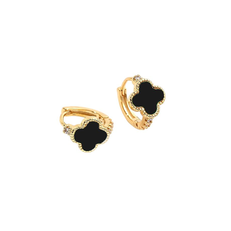 Black Clover Small Huggie Earrings In Gold