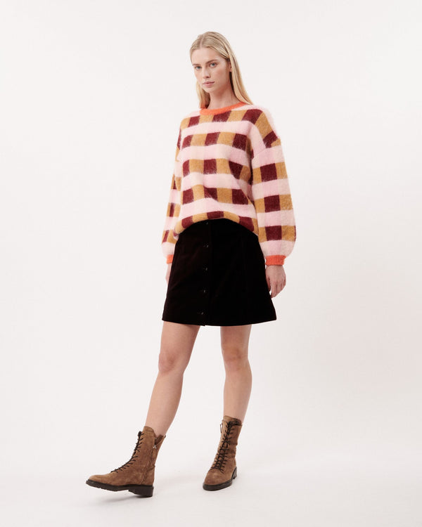 FRNCH Malorine Checked Knit in Rose