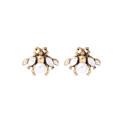 Cream and Gold Little Bee Earrings
