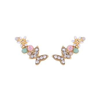 Flora Crystal Butterfly and Flower Earrings