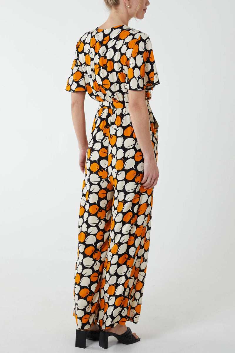 Honeycomb Abstract Print Crossover Jumpsuit