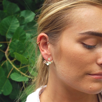 Crystal Gem and Flower Earrings